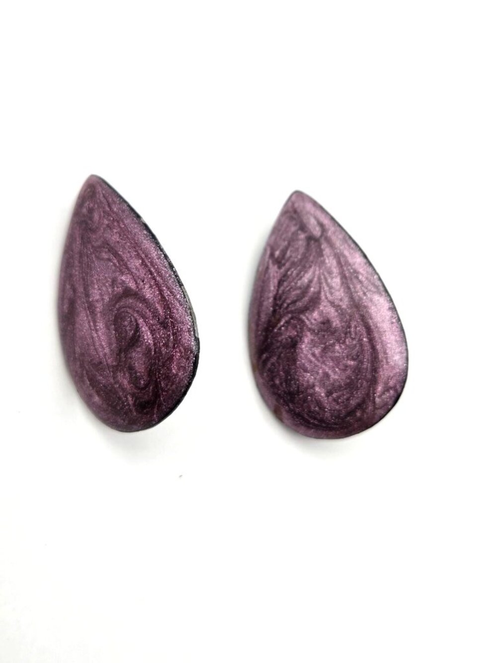 Purple Swirl Teardrop Clip-On Earrings Vintage Jewelry